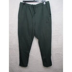 Adidas Mens XL Tapered Sweatpants Dark Green Logo Joggers Zip Cuffs Fleece Lined